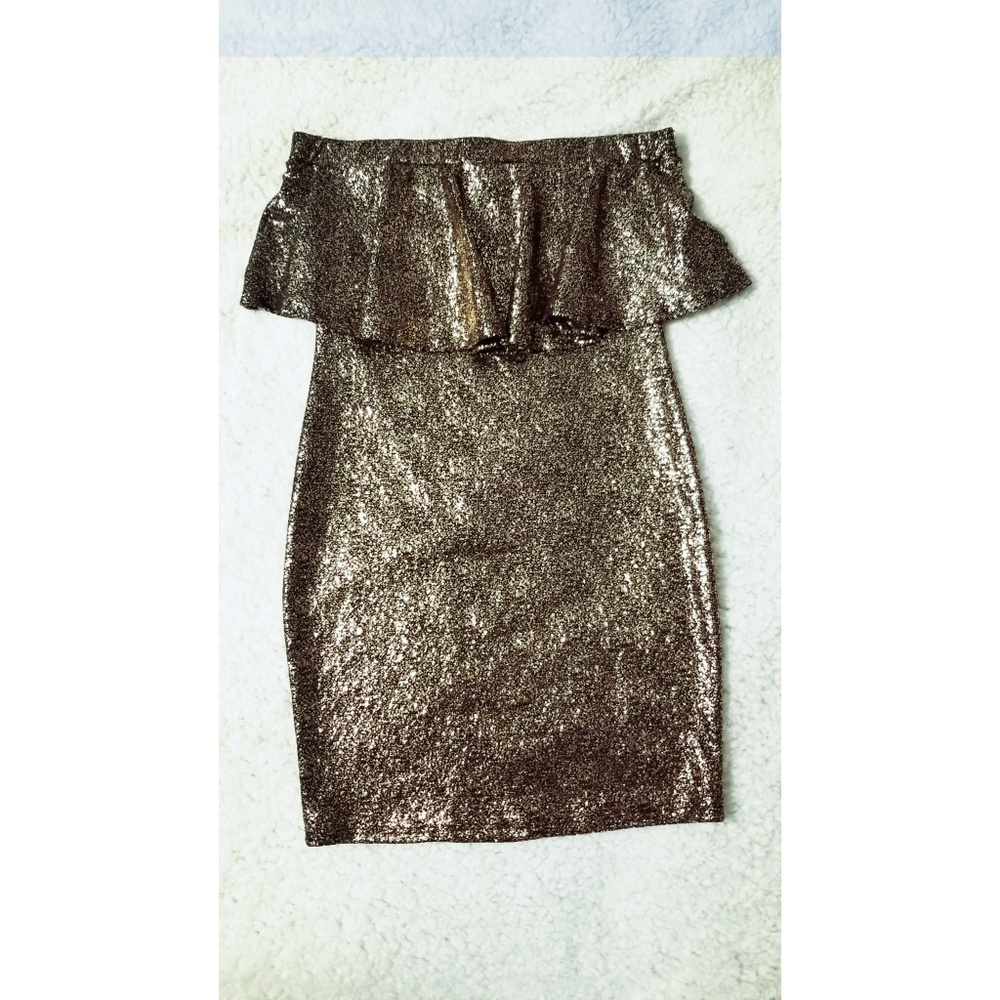 NWT Gold Strapless Dress